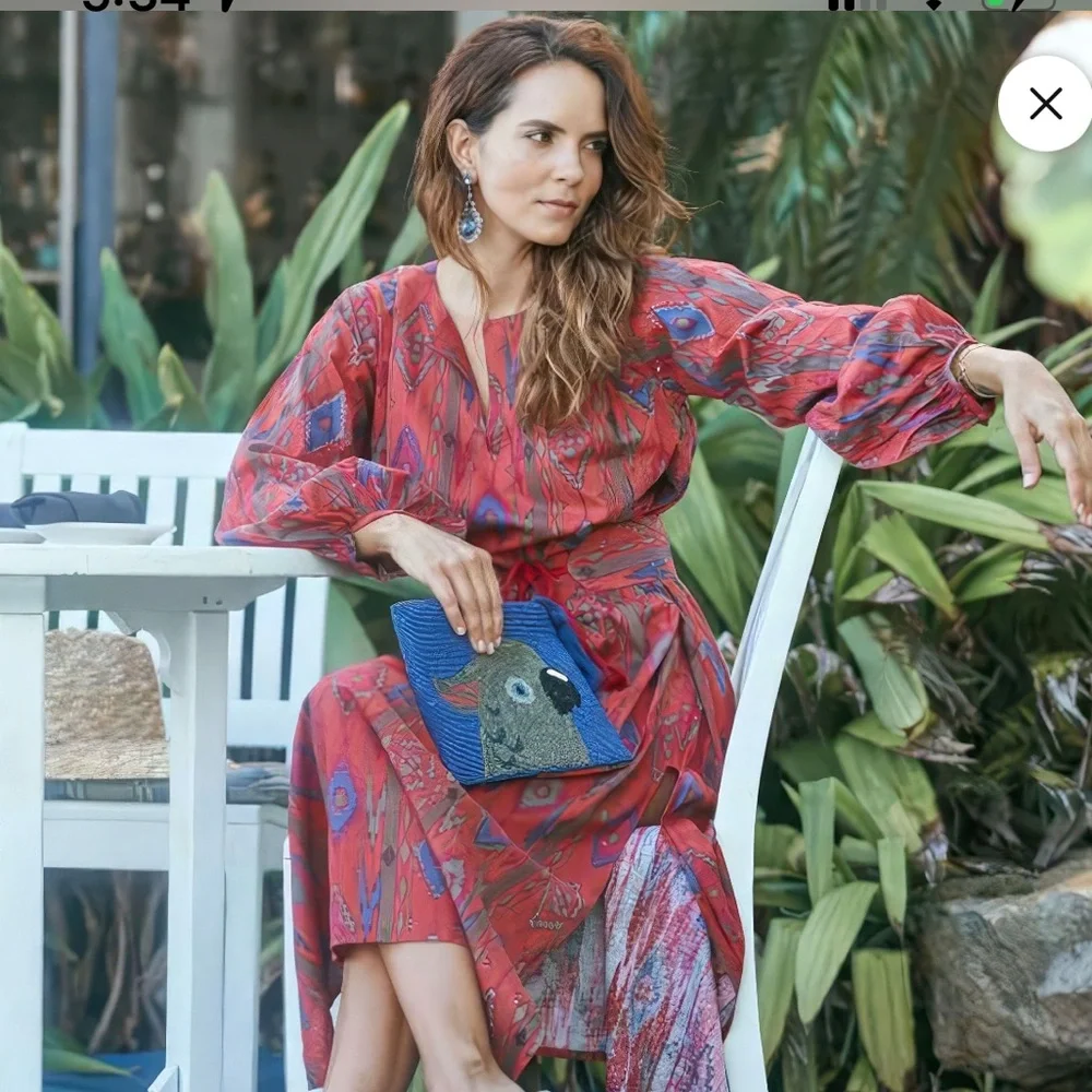 NWT Guadalupe Cacatua Beaded Clutch in Blue - Picture 2 of 8